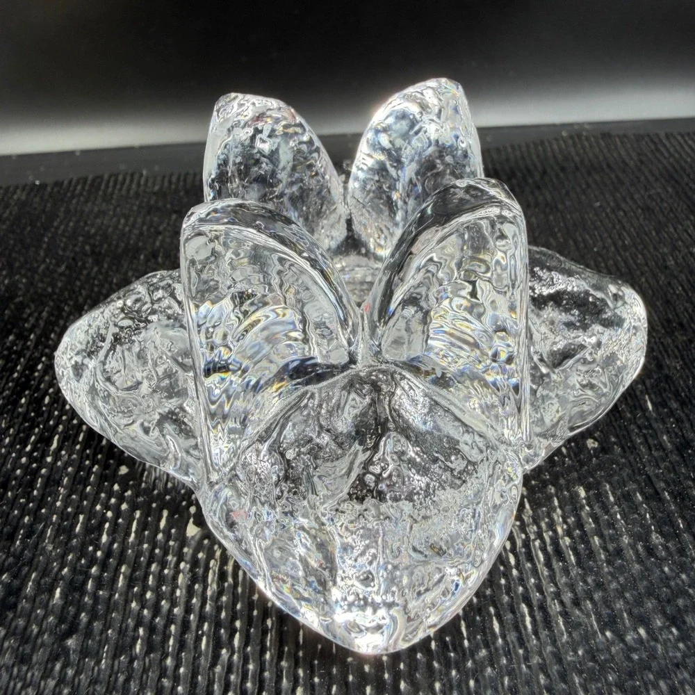 Kosta Boda Crystal Snowstar Taper Candle Holders Set 2 Ann Warff Art Glass Clear